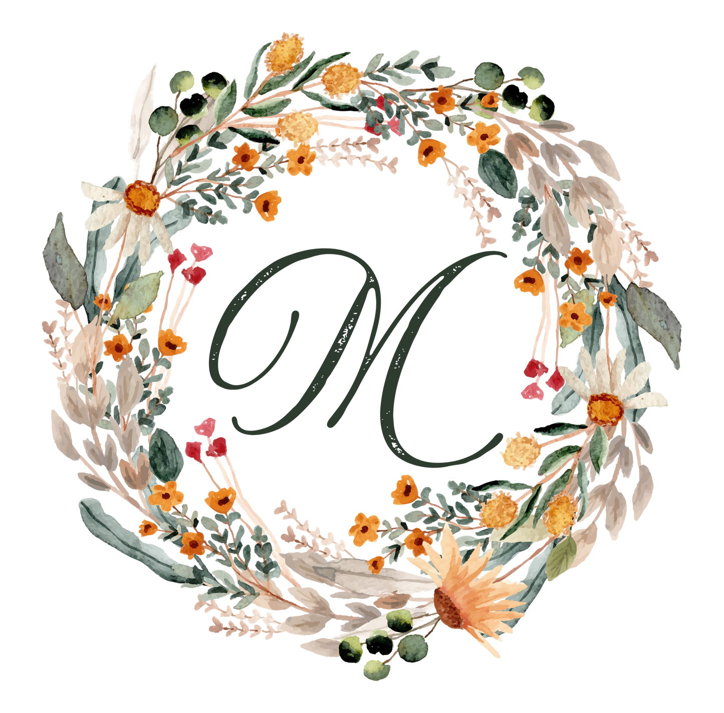 Floral Monogrammed Canvas Bag